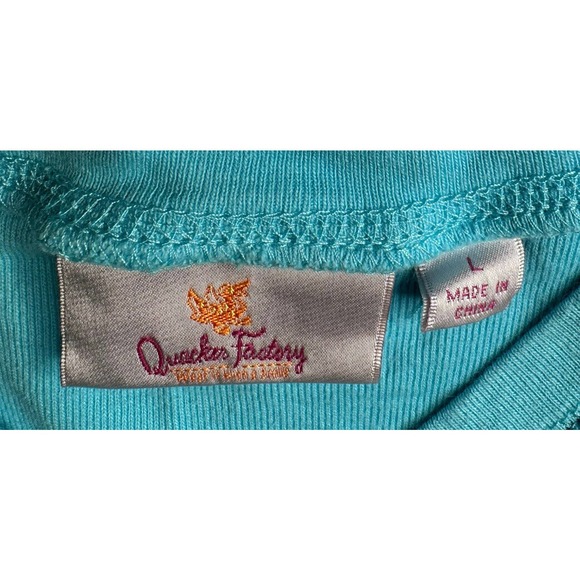 Womens Quacker Factory 3/4 Sleeve Zebra Heart Bling V-Neck Knit Top Aqua Size L - Picture 5 of 8